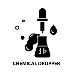 chemical dropper icon, black vector sign with editable strokes, concept illustration