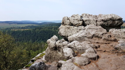 Fototapeta na wymiar The Stołowe Mountains, Góry Stołowe, Stolové hory, Heuscheuergebirge - part of the Sudetes. The Polish part of the range is protected as the Stołowe Mountains National Park