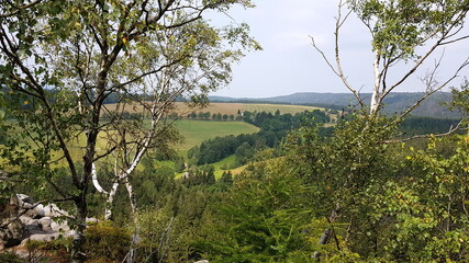 The Stołowe Mountains, Góry Stołowe, Stolové hory, Heuscheuergebirge - part of the Sudetes. The Polish part of the range is protected as the Stołowe Mountains National Park