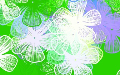 Light Pink, Green vector doodle backdrop with flowers