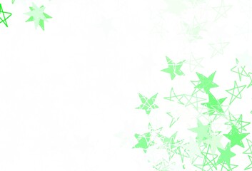 Light Green vector backdrop with small and big stars.