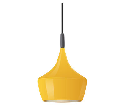 recommend clip art: Realistic Hanging Lamp with Yellow Stylish Lampshade. Modern Chandelier with Light Bulb, Lamp with Metal or Glass Shade