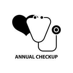 annual checkup icon, black vector sign with editable strokes, concept illustration