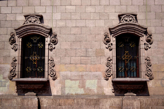 simetrical old window in the old building
