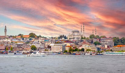 Naklejka premium The Suleymaniye mosque is an Ottoman imperial mosque located on the Third Hill of Istanbul, Turkey. 
