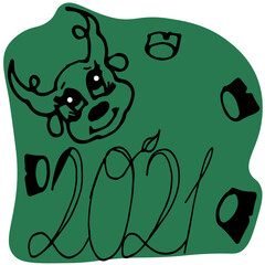 winter, year of the bull, happy holidays vector graphics illustrator, print a flyer, a picture on instagram, a picture for a website, a picture for a business card, vector, graphics, illustrator, illu