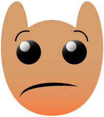 Funny owl face of a set with big eyes. Confused Kawaii Emoji. Icons with a beautiful gradient.