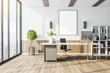 Comfortable ceo office room with blank poster