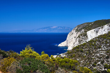 Fototapeta na wymiar A rugged sea shore in Zakynthos Island