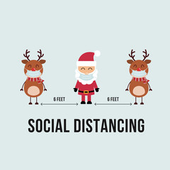 Christmas character social distance illustration