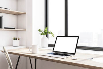 Comfortable workplace with notebook