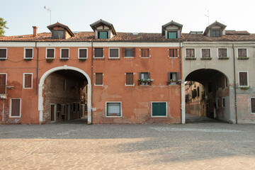 Building facade in the city of Venice, Italy, Europe