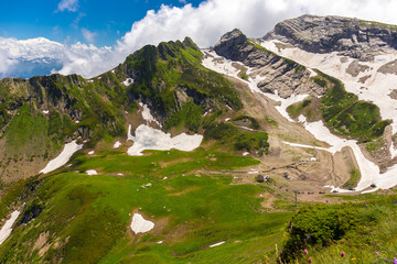 Beautiful mountain landscape with forest at Caucasus mountains.