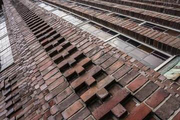detail of a historic brick facade