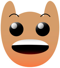 Funny owl face of a set with big eyes. Surprised Kawaii Emoji. Icons with a beautiful gradient.