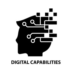 digital capabilities icon, black vector sign with editable strokes, concept illustration