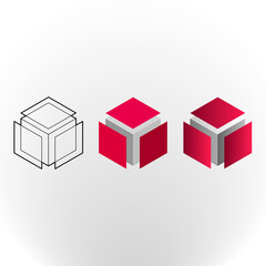 Abstract futuristic isometric set of color box pattern cube. Decorate for ad, poster, artwork, template design, print. 