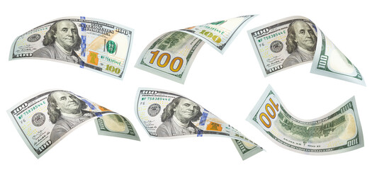 American dollar, 100, isolated on white background, clipping path, full depth of field