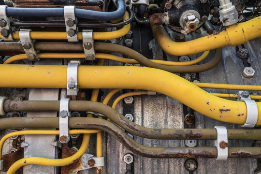 Pipes On An Old Turbojet Engine