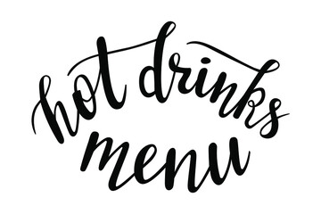 Hot Drinks menu hand lettering vector