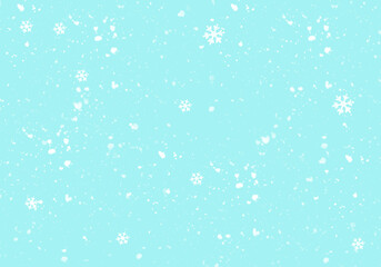 Fototapeta na wymiar Snow background. Blue ice Christmas snowfall with defocused flakes. Winter concept with falling snow. Holiday texture and white snowflakes.