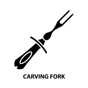 carving fork icon, black vector sign with editable strokes, concept illustration