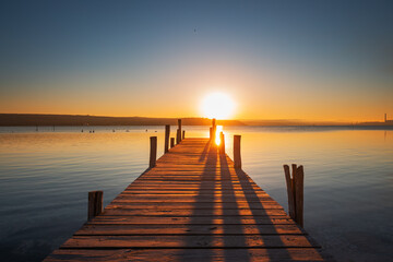 Fototapeta premium Sunset Over the lake HDR Image