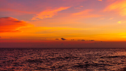 Thailand orange amazing sunset at beach