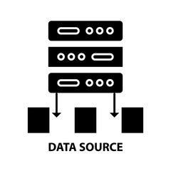 data source icon, black vector sign with editable strokes, concept illustration