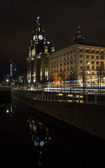 Fototapeta na wymiar Traffic trails on the Liverpool waterfront