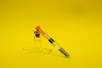 Vaccine preparation with syringe and medicine