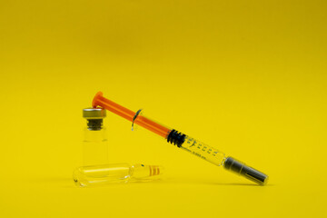 Vaccine preparation with syringe and medicine