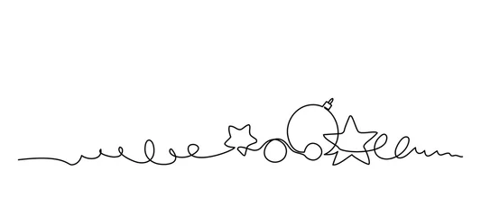 Wall murals One line Merry Christmas decoration. Continuous one line art