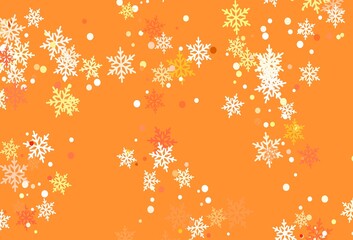 Light Orange vector template with ice snowflakes.