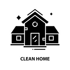 clean home symbol icon, black vector sign with editable strokes, concept illustration