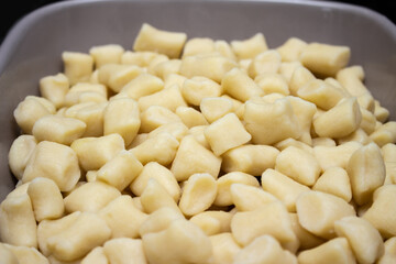 Cooked Gnocchi to meal, cooked italian food, homemade gnocchi ready to eat
