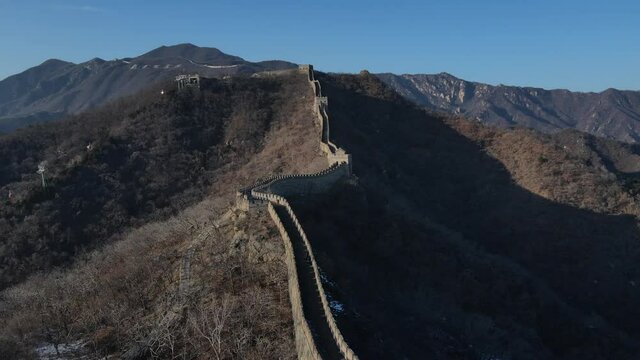 Aerial photography of the ancient Great Wall of China