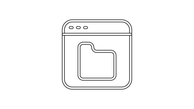Black line Browser files icon isolated on white background. 4K Video motion graphic animation.