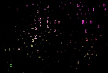 Dark Pink, Green vector texture with mathematic symbols.