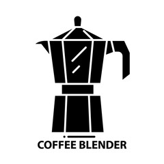 coffee blender icon, black vector sign with editable strokes, concept illustration