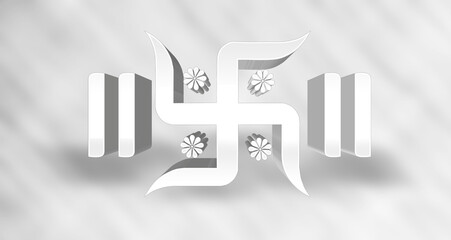 Ganesh Swastica. Swastica icon. Swastica Swastik 3d White background unique wallpaper with 3d Ganpati Ganesh icon ganesh swastica