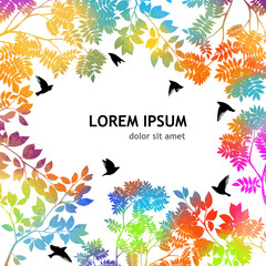 Fototapeta na wymiar Background frame made of colorful leaves. Vector illustration