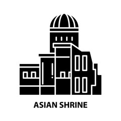 asian shrine icon, black vector sign with editable strokes, concept illustration