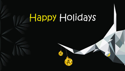 Happy new year 2021 greeting card. Silvery bull with large horns on a black background. Chinese zodiac horoscope. Vector illustration.