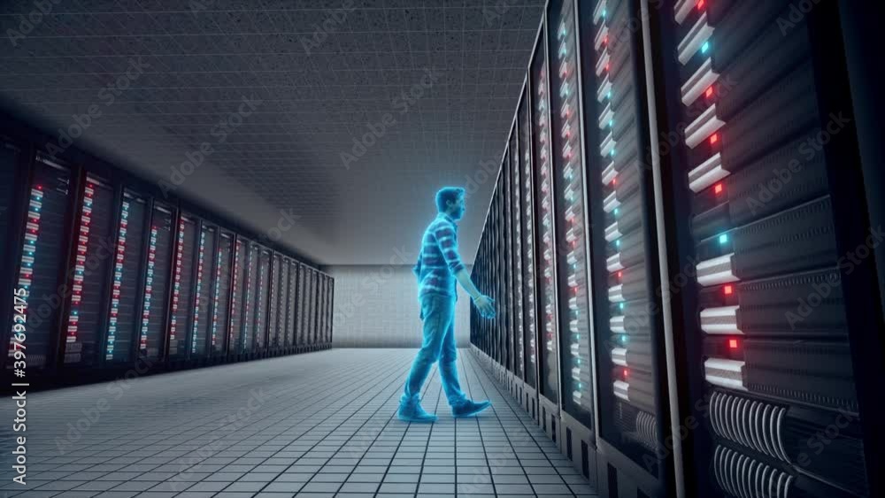 Poster database adminstrator front of big server 4k