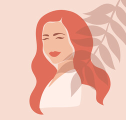 Abstract image of a woman with a leaves.