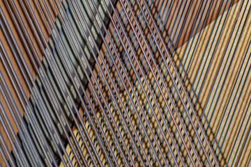 Details von Saiten eines Klaviers