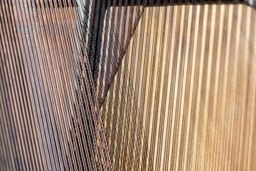 Details von Saiten eines Klaviers