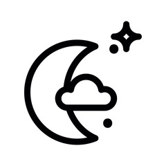 Moon with clouds Icon on white background