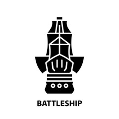 battleship icon, black vector sign with editable strokes, concept illustration